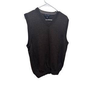 Davis & Squire Brown Sweater Vest Fine Merino Wool Men's size XL